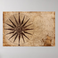 Compass Sailing Ship Discovery Age World Map