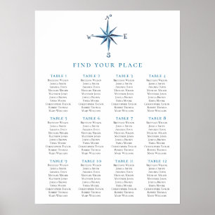 Compass seating chart print. Nautical wedding