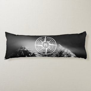 Compass star emblem monogram dramatic mountains body cushion