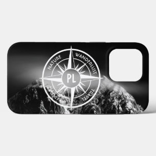 Compass star emblem monogram dramatic mountains iPhone 13 pro case
