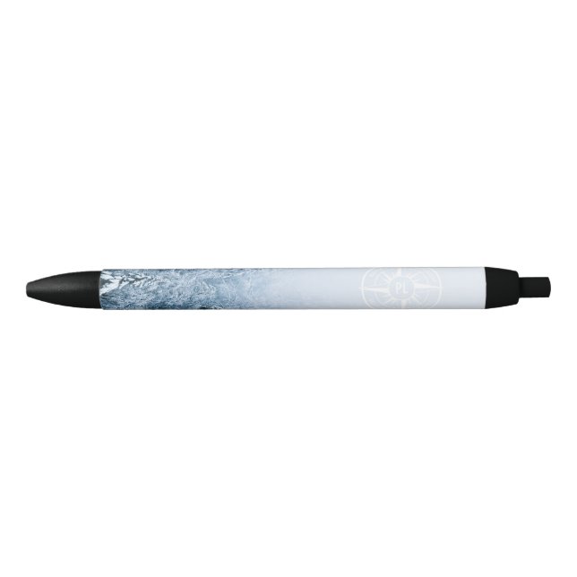Compass star emblem monogram winter spruce forest black ink pen (Front)
