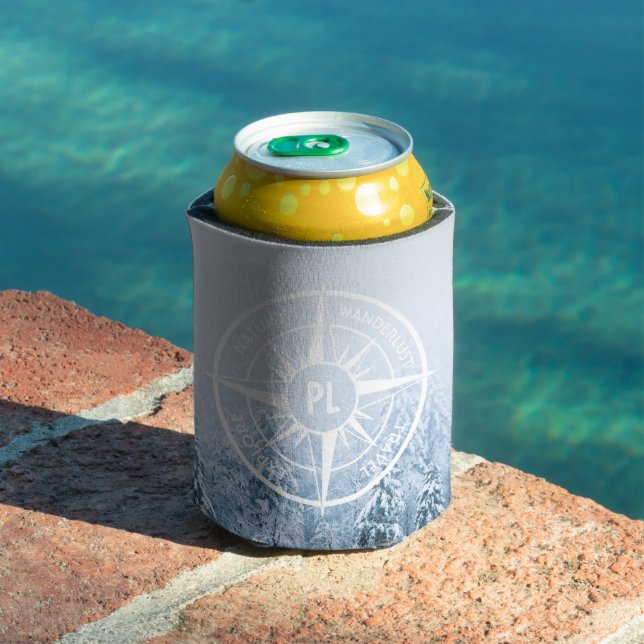 Compass star emblem monogram winter spruce forest can cooler (In Situ Pool)