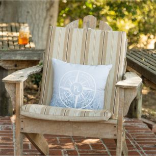 Compass star emblem monogram winter spruce forest cushion