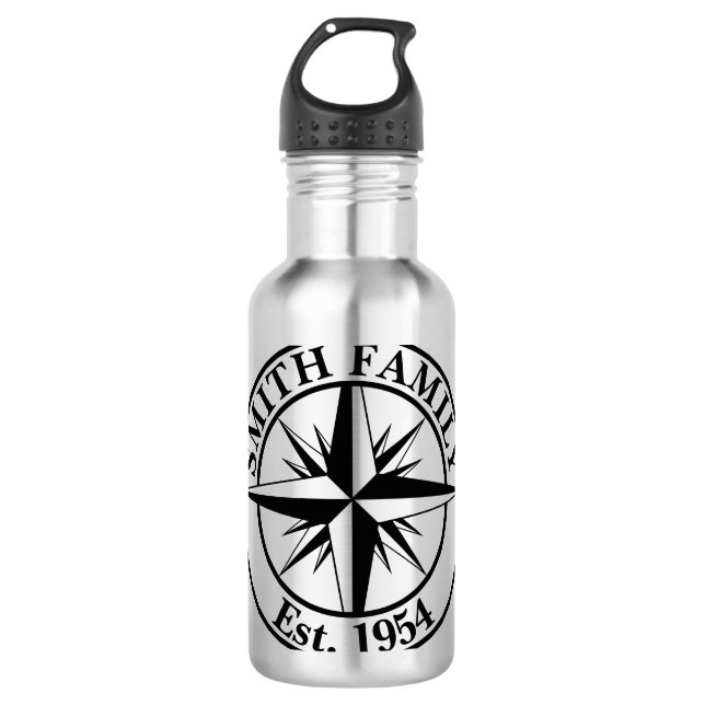Compass star monogram personalizable emblem 710 ml water bottle (Front)