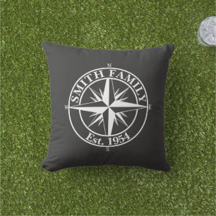 Compass star monogram personalizable emblem cushion