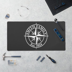 Compass star monogram personalizable emblem desk mat