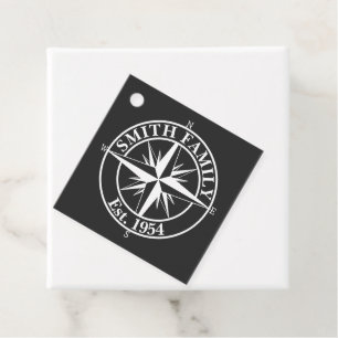 Compass star monogram personalizable emblem favour tags