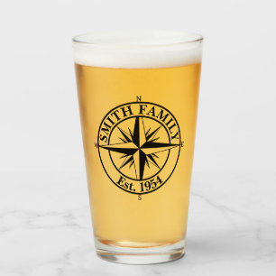 Compass star monogram personalizable emblem glass