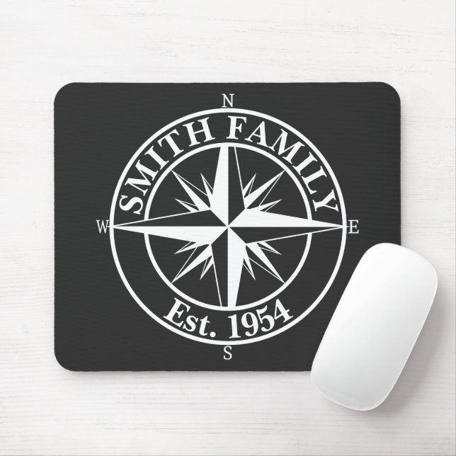 Compass star monogram personalizable emblem mouse mat (With Mouse)