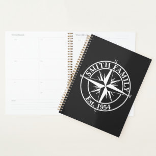 Compass star monogram personalizable emblem planner