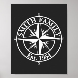 Compass star monogram personalizable emblem poster
