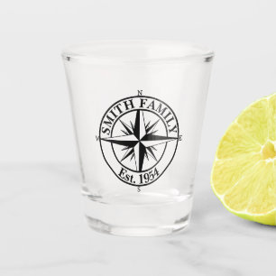 Compass star monogram personalizable emblem shot glass