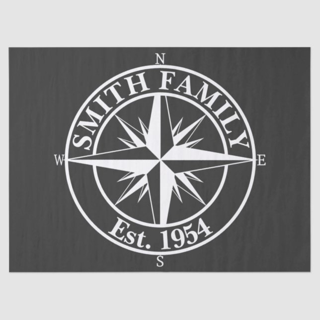 Compass star monogram personalizable emblem tissue paper (Front)