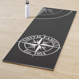 Compass star monogram personalizable emblem yoga mat