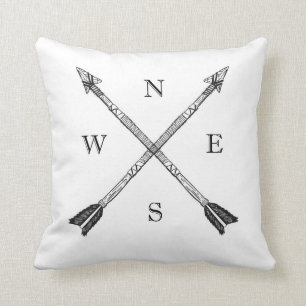 Compass Tribal Arrow Throw Pillow Reversable Geo
