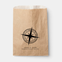 Compass with your special dates wedding favour bag