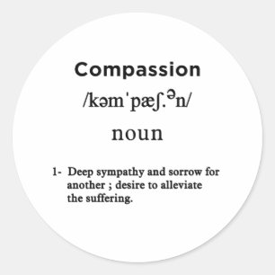 compassion definition white classic round sticker