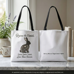Compassionate Earth Tone Floral Rabbit Rescue Tote Bag