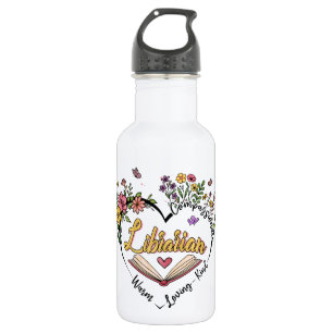Compassionate Librarian – Floral Heart Design 532 Ml Water Bottle
