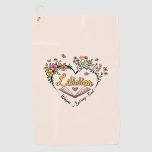 Compassionate Librarian – Floral Heart Design Golf Towel
