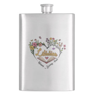Compassionate Librarian – Floral Heart Design Hip Flask