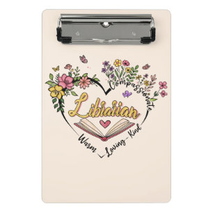Compassionate Librarian – Floral Heart Design Mini Clipboard
