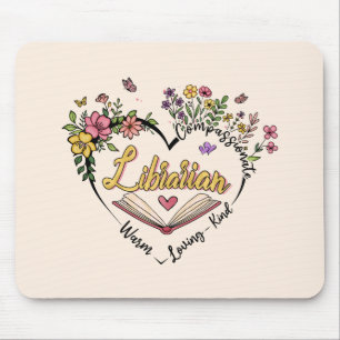 Compassionate Librarian – Floral Heart Design Mouse Mat