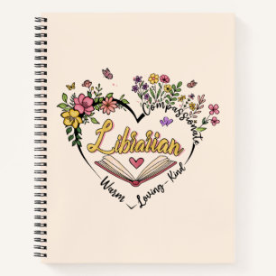 Compassionate Librarian – Floral Heart Design Notebook