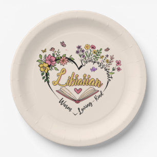 Compassionate Librarian – Floral Heart Design Paper Plate