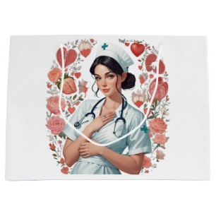 Compassionate Nurse – Elegant Floral Art Illustrat Large Gift Bag