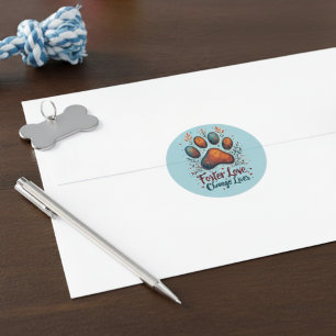 Compassionate Sky Blue Watercolor Rescue Paw Classic Round Sticker