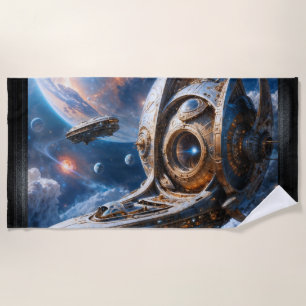 Compellious Galactic Cruiser Al Art by Xzendor7 Beach Towel