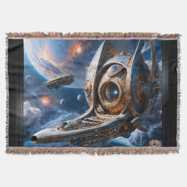 Compellious Galactic Cruiser Al Art by Xzendor7 Throw Blanket (Front)