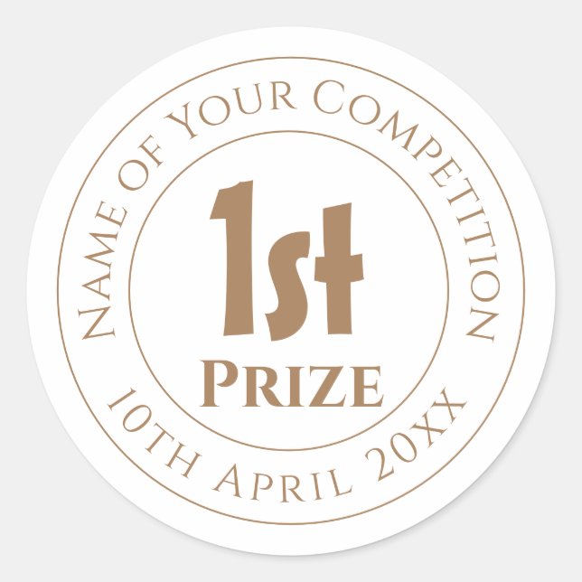 Competition 1st Prize Trophy Award Classic Round Sticker (Front)
