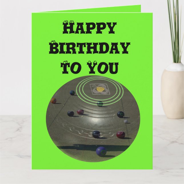 Competition Lawn Bowl, Large Birthday Logo Card (Front)