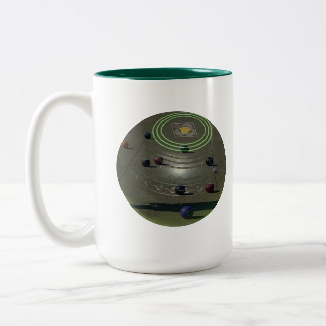 Competition Lawn Bowl, Two-Tone Coffee Mug (Left)