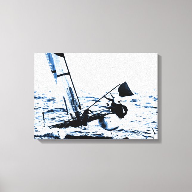Competition Sailing Catamaran Picture Canvas Print (Front)