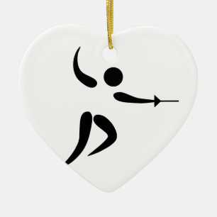 Competitive and Olympic Fencing Pictogram Ceramic Tree Decoration