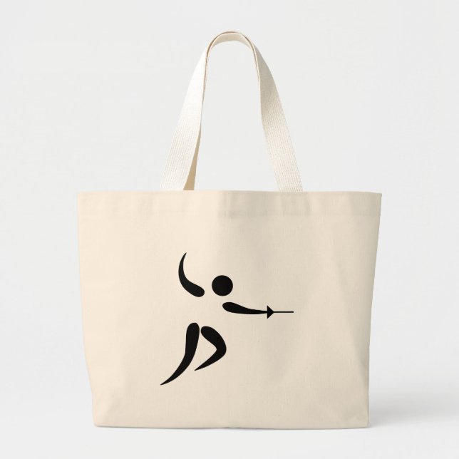 Competitive and Olympic Fencing Pictogram Large Tote Bag (Front)