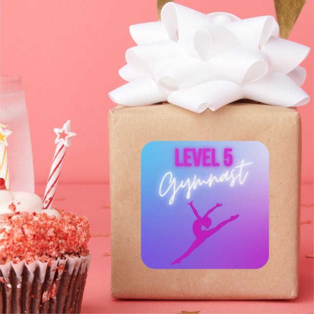 Competitive Level 5 Gymnastics Inspiration Square Sticker (Party)