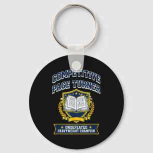 Competitive page turner reading is favourite sport key ring
