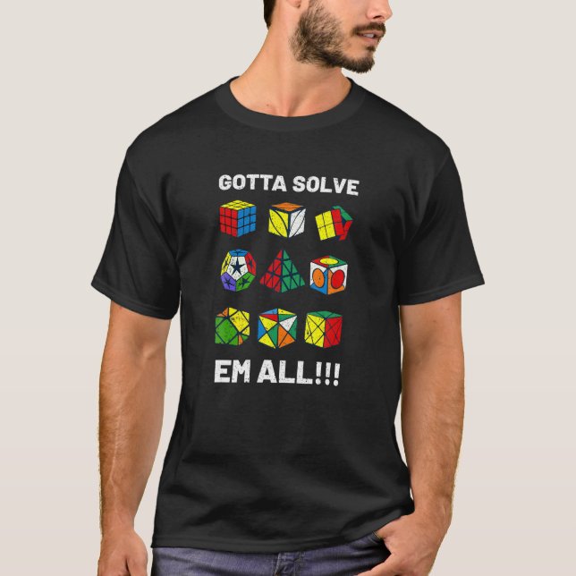 Competitive Puzzle Cube Gotta Solve Em All Speed C T-Shirt (Front)