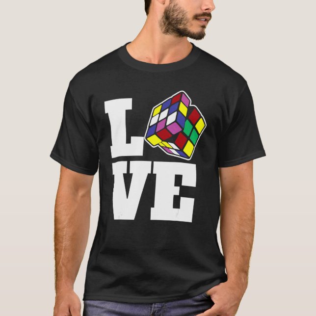 Competitive Puzzle Cube Love Speed Cubing 80's Vin T-Shirt (Front)