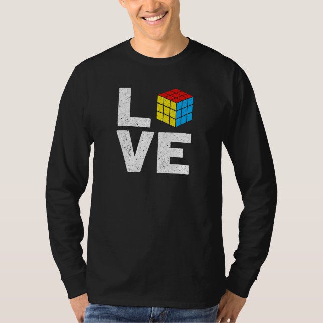 Competitive Puzzle Cube Love Speed Cubing 80's Vin T-Shirt (Front)