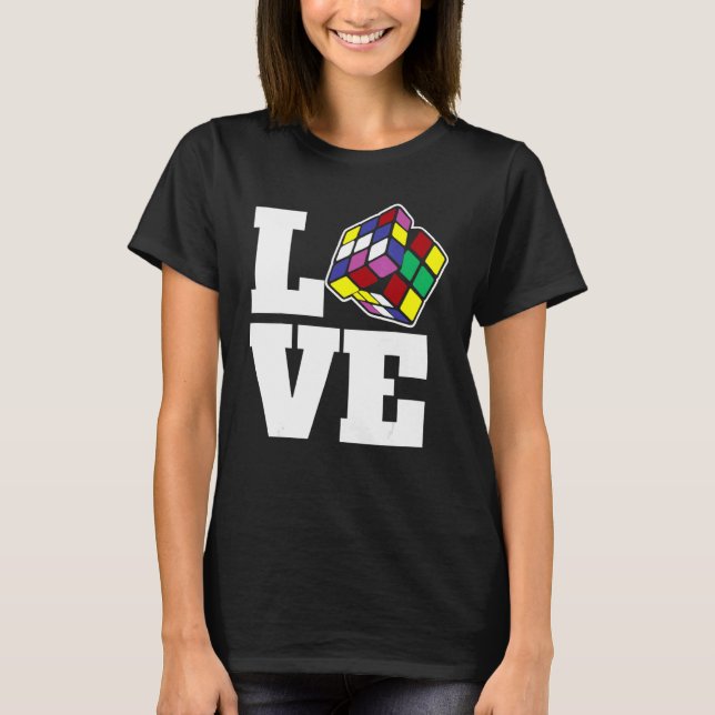 Competitive Puzzle Cube Love Speed Cubing 80's Vin T-Shirt (Front)