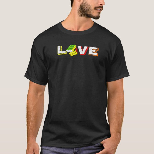 Competitive Puzzle Cube Love Speed Cubing 80's Vin T-Shirt (Front)