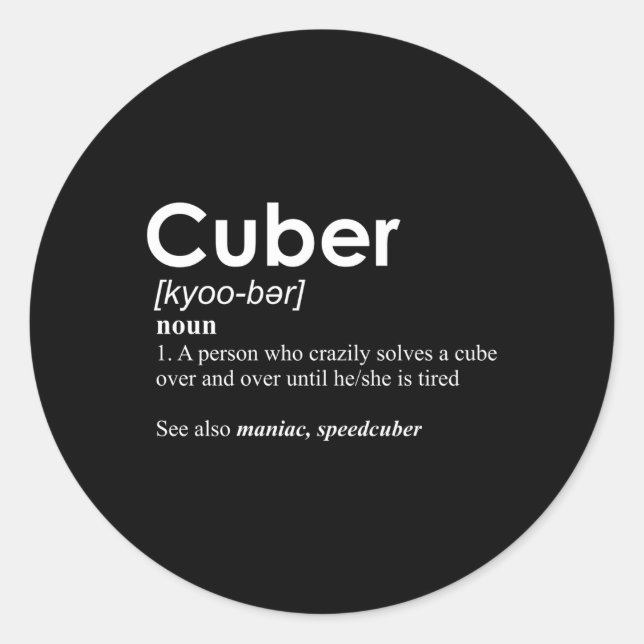 Competitive Puzzle Cuber Definition Speed Cubing Classic Round Sticker (Front)