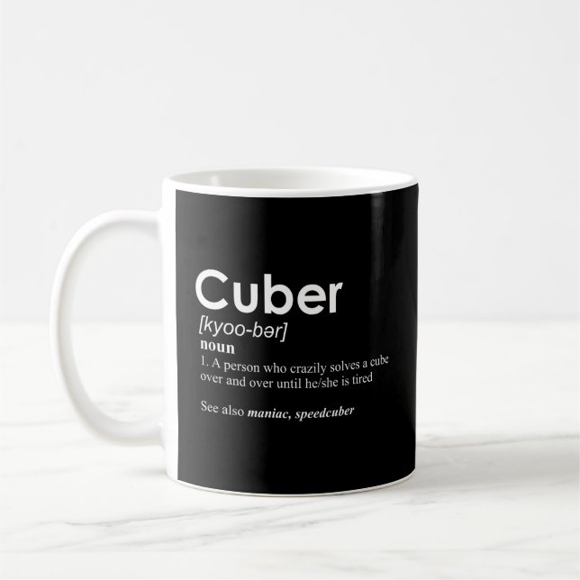 Competitive Puzzle Cuber Definition Speed Cubing Coffee Mug (Left)