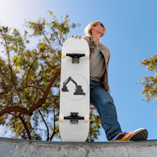 competitive skateboard with excavator graphics (Outdoor 1)