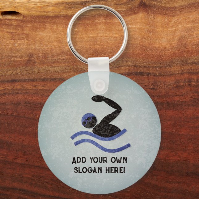 Competitive Swimming - Front Crawl, your text on Key Ring (Front)